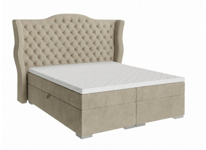 Stilvolles beiges Boxspringbett 140 x 200 cm  Moderne Betten Schlafzimmermöbel