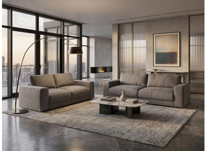 Stilvolles graues Wohnzimmer-Set 3+2-Sitzer-Sofas Stoffsofa Wohnzimmermöbel