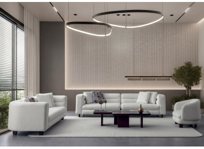 Luxus Sofa Garnitur Minimalistisch Boucle Look Wohnzimmer