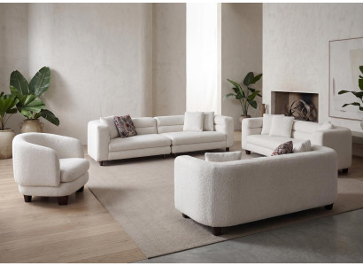 Exklusive Sofa Garnitur Boucle Stil mit Sessel Modern
