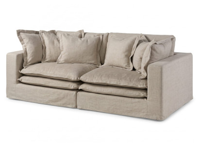 Beiges 4-Sitzer-Sofa großes Stoffsofa Polstermöbel für das Wohnzimmer