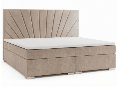 Beiges Boxspringbett 180 x 200  Doppelbett Kopfteil Luxusbetten Schlafzimmer