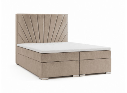 Modernes beiges Bett 140 x 200 Weiches Bett Luxuriöse Betten Schlafzimmermöbel