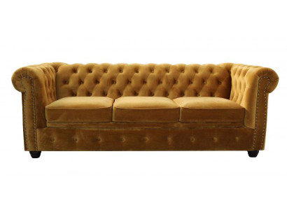 Braunes 3-Sitzer-Schlafsofa Chesterfield Stoffsofa mit Schlafmöglichkeit