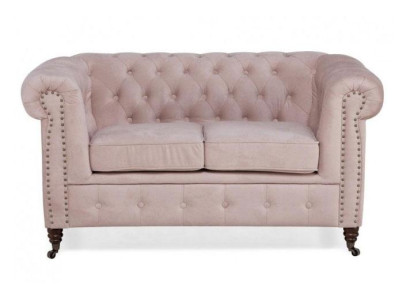 Beiges 2-Sitzer-Sofa mit Schlaffunktion moderne Wohnzimmermöbel Chesterfield