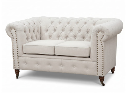 Beiges 2-Sitzer-Sofa Chesterfield kleines weiches Sofa Wohnzimmermöbel