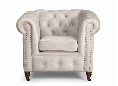 Luxuriöser beiger Sessel Chesterfield bequemer Sessel Wohnzimmermöbel