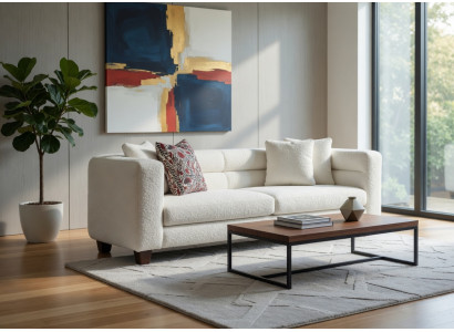 Luxus Couch Creme Weiss Weicher Bezug Elegantes Wohnzimmer Sofa