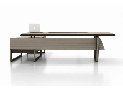 Exklusiver Bürotisch Modern Beige Holz Metall Chefzimmer Möbel
