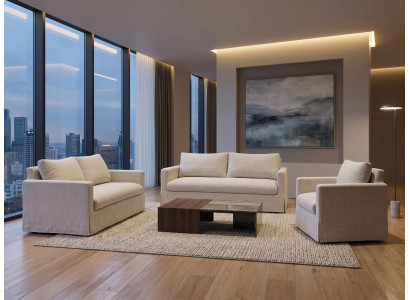 Stilvolles beiges Wohnzimmer-Set 3+2+1-Sitzer-Sofas Polstersofas Premium-Möbel
