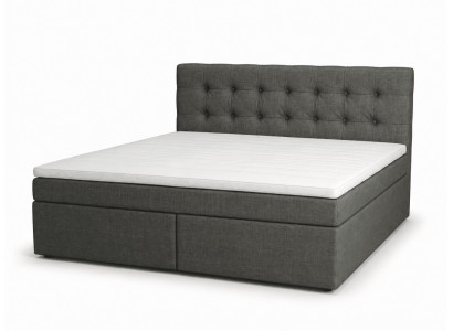 Luxuriöses graues Boxspringbett 180 x 200 Doppelbett Textilien Moderne Betten
