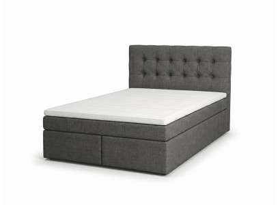 Stilvolles graues Boxspringbett 140 x 200 Bett mit Stauraum und Matratze