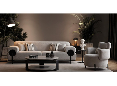 Hochwertiges Sofa Set Beige Elegant Modern Wohn Ambiente komfortabel