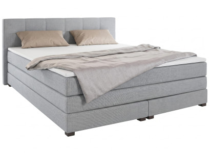 Modernes graues Boxspringbett  180 x 200 Weiches Bett mit Matratze und Toppers