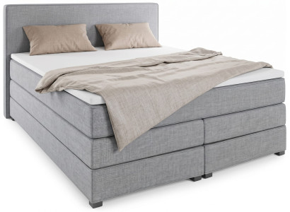 Graues modernes Boxspringbett 160 x 200 Bett mit Matratze und Toppers Betten
