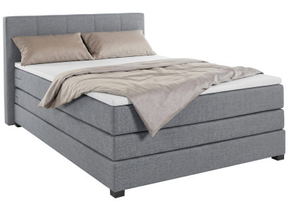 Graues Boxspringbett 140 x 200 cm mit Matratze und Toppers Weiche Betten