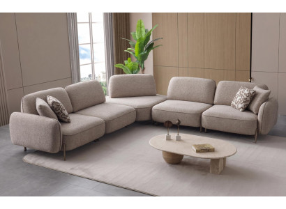 Designer Modulsofa Eckgarnitur weich gepolstert grau