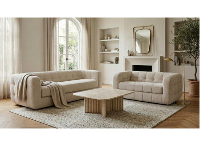 Stilvolles beiges Wohnzimmer-Set 3+2-Sitzer-Sofas Hochwertige Sofas modern