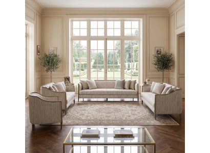 Designer Sofagarnitur modern klare Linien hellbeige