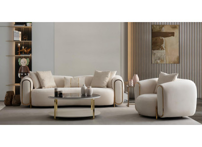 Luxuriöses Sofa Set Creme Beige Moderne Designer Couchgarnitur Neu