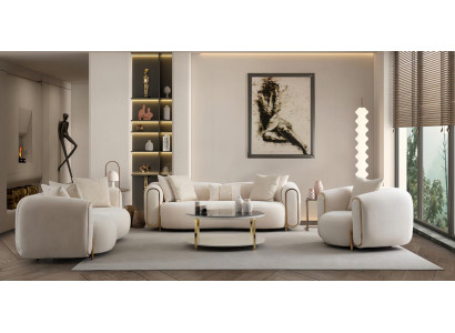 Luxuriöses Sofa Set Creme Beige Moderne Designer Couchgarnitur Neu