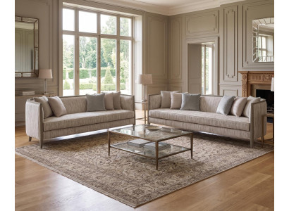 Hellbeige Sofaset modern weicher Stoff klare Silhouette