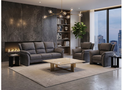 Modernes graues Wohnzimmer-Set 3+1+1-Sitzer-Sofas großes Sofa Sessel