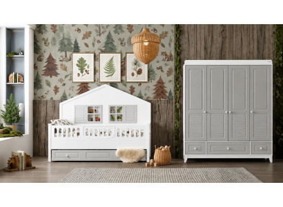 Harmonisches Kinderzimmer Set Kinderbett und Kleiderschrank Design