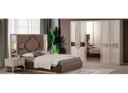 Elegantes Schlafzimmer-Set 4tlg: Bett 2 Nachttische & Kleiderschrank