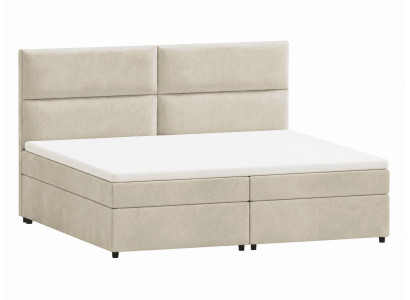 Beiges Boxspringbett 200 x 200 Doppelbett mit Stauraum Schlafzimmermöbel