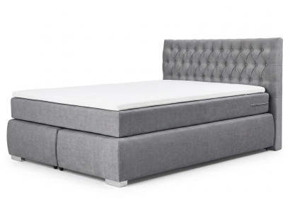 Modernes graues Boxspringbett 140 x 200 cm mit Matratze und Toppers Betten