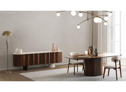 Esszimmer Set Modern Walnuss Braun Elegante Design Möbelgruppe Neu