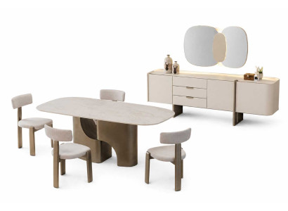 Esszimmer Modern Set Esstisch + 4x Stühle Designer Sideboard Luxuriöses