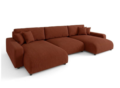 Braunes Ecksofa mit Schlaffunktion großes Stoffsofa hochwertige Polstermöbel