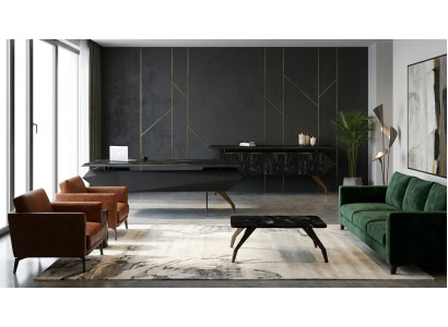 Elegantes Chefzimmer Set Mit Modernen Büro Möbeln Schwarz