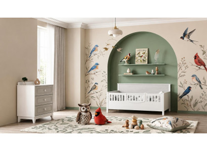 Gemütliches Kinderzimmer Komplettset: Kinderbett & Kommode für Babys