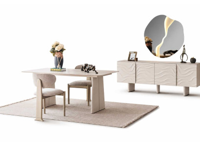 Esszimmer Esstisch mit 2x Stühle Komplettes Moderner Sideboard Design Set