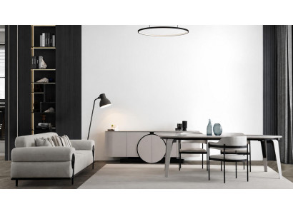 Elegantes Wohn Esszimmer Set Grau Sofa Esstisch Konsole Modern Neu