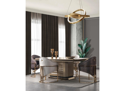 Moderne Hochwertige Esszimmer Garnitur Edler Esstisch 4x Stühle