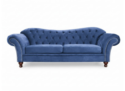 Luxuriöses blaues 3-Sitzer-Sofa Stoffsofa Wohnzimmersofas Chesterfield