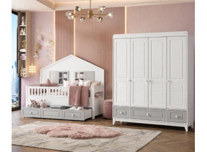 Lux Kinderzimmer Set mit Kinderbett und geräumigem Kleiderschrank