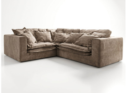 Braunes Ecksofa Weiches Stoffsofa 5-Sitzer-Sofa Wohnzimmersofas Modern