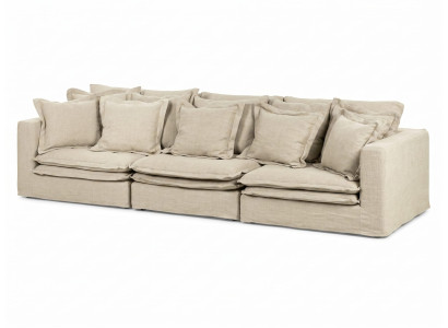 Beiges weiches 6-Sitzer-Sofa großes modernes Stoffsofa Polstermöbel