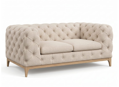 Klassisches beiges 2-Sitzer-Sofa Chesterfield gestepptes Sofa Wohnzimmer