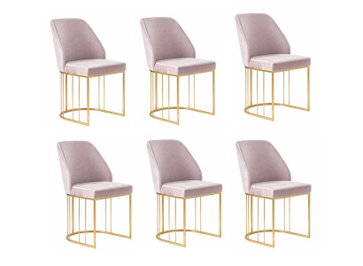 Stuhl Set 6x Stühle Rosa Moderner Stil Komfortabel Schick Luxuriös