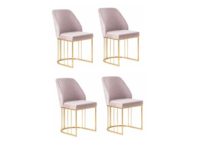 Stuhl Set 4x Stühle Rosa Moderner Stil Komfortabel Schick Luxuriös