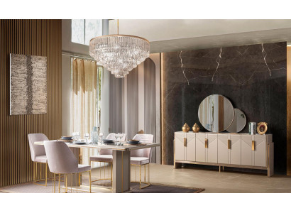 Esszimmer Set Esstisch 4x Stühle Grau Moderner Stil Komfortabel Schick