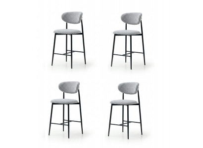 4x Barhocker Modern Stoff Komfortabel Grau Weich Bequem