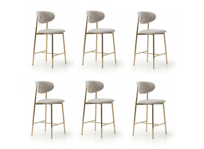 6x Barhocker Lang Praktisch Stilvoll Bequem Weiß Gold