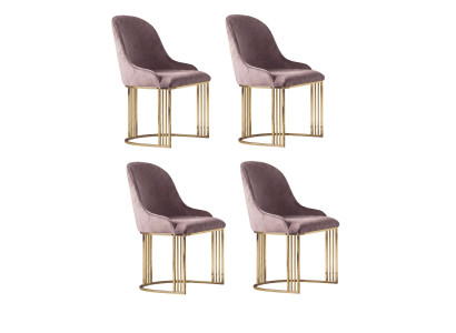 Stuhl Set 4x Stühle Rosa Moderner Stil Komfortabel Schick Luxuriös